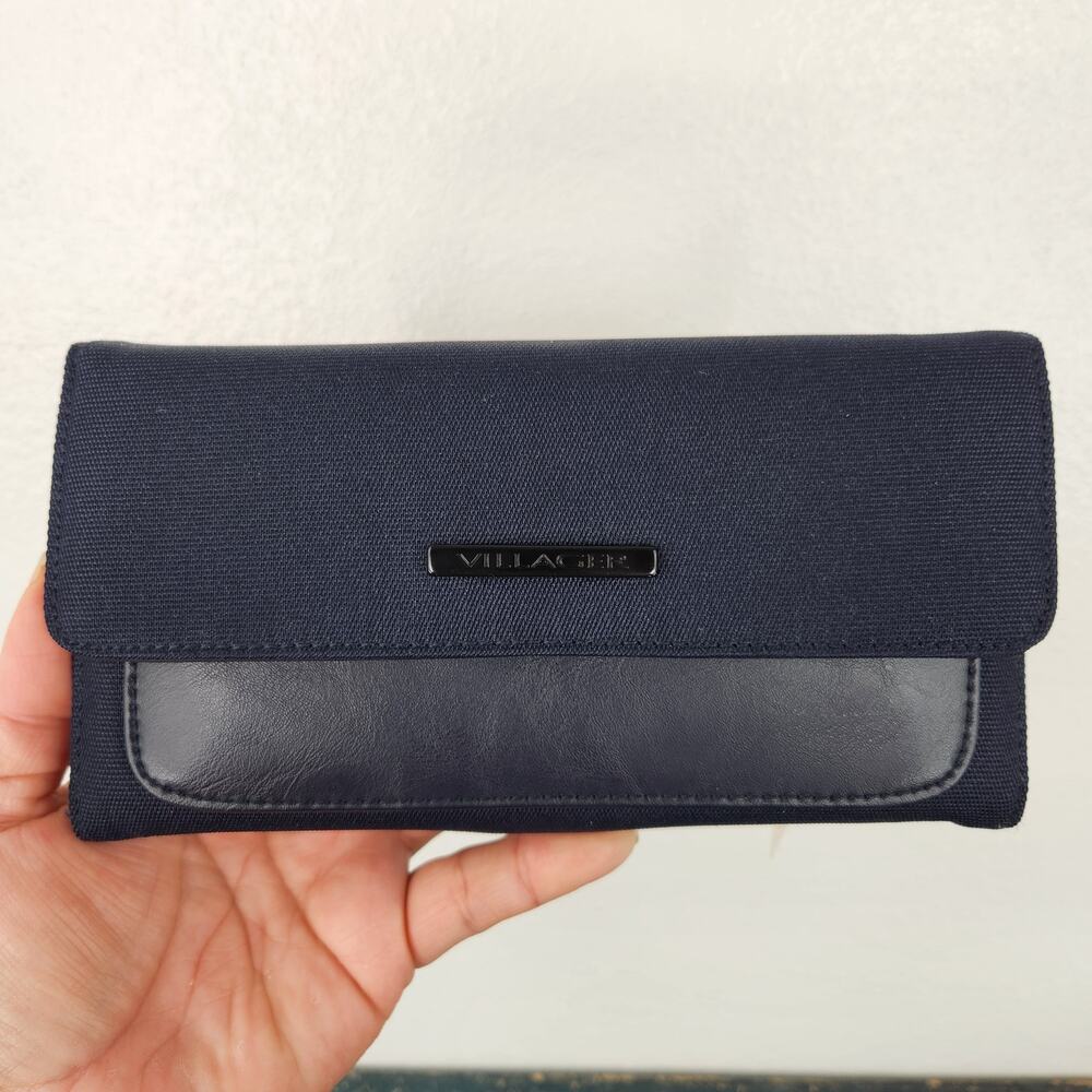 Villager Navy Nylon Niche Long Tri-Fold Women's Wallet Preppy City